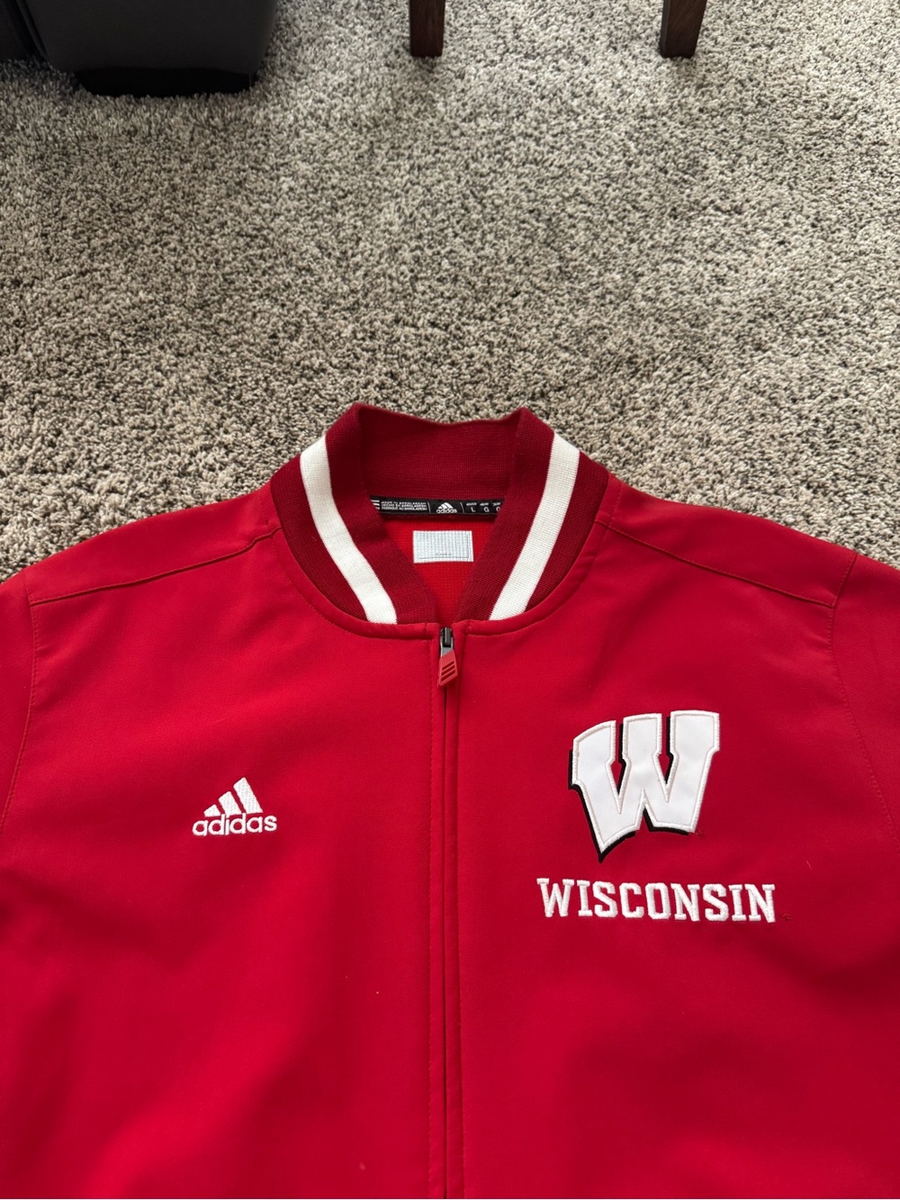Men’s Adidas Wisconsin Varsity Jacket - Picture 2 of 11